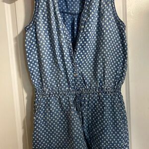 Blue Polka Dot Sleeveless Romper